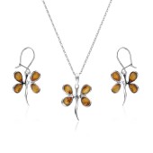 Set argint cercei si lantisor libelula cu chihlimbar DiAmanti AMJ-064-AS